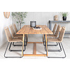 Plankton tuinmeubelset tafel 100x220cm en 6 stoel stapelL Lindos zwart, naturel.