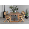 Plankton tuinmeubelset tafel 100x220cm en 6 stoel Cane lichtgrijs, naturel.