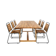 Plankton tuinmeubelset tafel 100x220cm en 6 stoel Bois zwart, naturel.