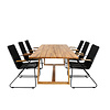 Plankton tuinmeubelset tafel 100x220cm en 6 stoel armleuning Bois zwart, naturel.