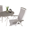 Parma tuinmeubelset tafel Ø90cm en 2 stoel 5pos Albany wit, grijs, crèmekleur.