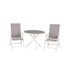 Parma tuinmeubelset tafel Ã˜90cm en 2 stoel Break wit, grijs, crÃ¨mekleur.