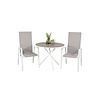 Parma tuinmeubelset tafel Ø90cm en 2 stoel Copacabana wit, grijs, crèmekleur.