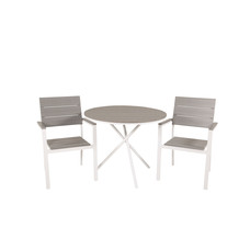Parma tuinmeubelset tafel Ã˜90cm en 2 stoel Levels wit, grijs, crÃ¨mekleur.
