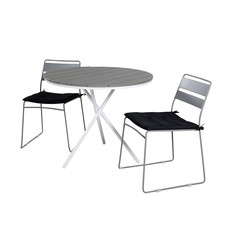 Parma tuinmeubelset tafel Ã˜90cm en 2 stoel Lina grijs, gebroken wit.