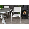 Parma tuinmeubelset tafel Ø140cm en 4 stoel Santorini wit, grijs.