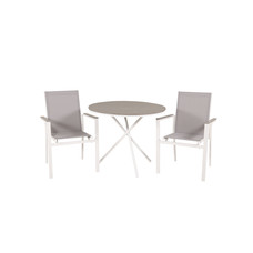 Parma tuinmeubelset tafel Ã˜90cm en 2 stoel Parma wit, grijs, crÃ¨mekleur.