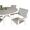 Parma tuinmeubelset tafel Ø140cm en 4 stoel Levels wit, grijs.