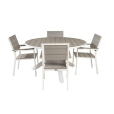 Parma tuinmeubelset tafel Ã˜140cm en 4 stoel Levels wit, grijs.