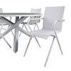 Parma tuinmeubelset tafel Ø140cm en 4 stoel Alina wit, grijs.