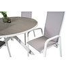 Parma tuinmeubelset tafel Ø140cm en 4 stoel Copacabana wit, grijs.