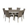 Parma tuinmeubelset tafel Ã˜140cm en 6 stoel Anna grijs.