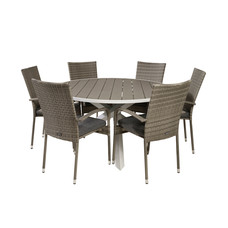 Parma tuinmeubelset tafel Ã˜140cm en 6 stoel Anna grijs.