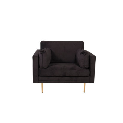 Boom fauteuil velours zwart.