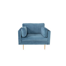 Boom fauteuil velours blauw.