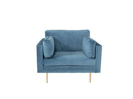 Boom fauteuil velours blauw.