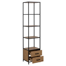 Sea wandkast 3 planken, 2 laden naturel, zwart.