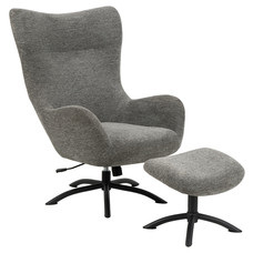 Talgy fauteuil Relaxfauteuil met kruk antraciet.