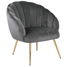 Dany fauteuil loungestoel donkergrijs, messingkleurig.