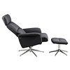 Alurie fauteuil relaxfauteuil met kruk donkergrijs, chroom.