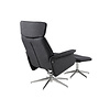 Alurie fauteuil relaxfauteuil met kruk donkergrijs, chroom.