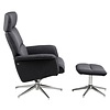 Alurie fauteuil relaxfauteuil met kruk donkergrijs, chroom.