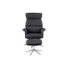 Alurie fauteuil relaxfauteuil met kruk donkergrijs, chroom.