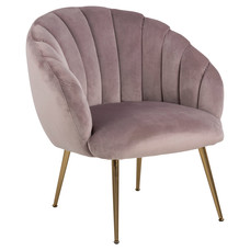 Dany fauteuil loungestoel oudroze, messingkleurig.