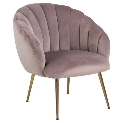 Dany fauteuil loungestoel oudroze, messingkleurig.