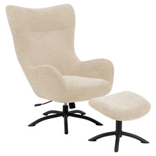 Talgy fauteuil relaxfauteuil met voetenbank crème, zwart.