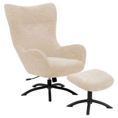 Talgy fauteuil relaxfauteuil met voetenbank crÃ¨me, zwart.