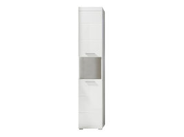 AmandaMando kolomkast 2 deuren, 1 open vak wit, wit hoogglans.