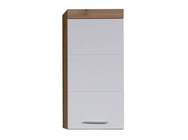 AmandaMando badkamerkast 1 deur eiken decor, wit hoogglans.