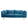 Boom bank 3 persoons velours blauw.