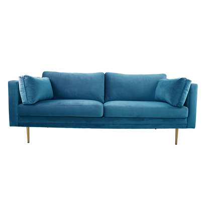 Boom bank 3 persoons velours blauw.