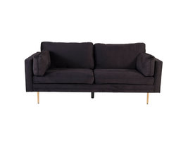 Boom bank 3 persoons velours zwart.