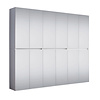 Mirror garderobe opstelling 12 deuren wit, spiegelglas.
