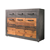 Indy kommode 3 deuren, 3 laden grijs eiken decor, oud houten decor.