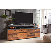 Mood TV-meubel 2 deuren, 2 laden, 4 open vakken, 2 kleppen eiken decor, oud houten decor.