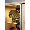 Echo vitrinekast 4 deuren, 1 lade, incl. verlichting eiken decor, bruin pasolglas met mat nikkel aluminium frame.