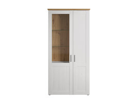 Shade vitrinekast 95 x 194 cm 2 deuren wit dennenhout decor, eiken decor.