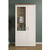 Shade vitrinekast 95 x 194 cm 2 deuren wit dennenhout decor, eiken decor.