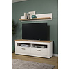 Shade TV-meubel 2 lades, 2 open vakken wit dennenhout decor, eiken decor.