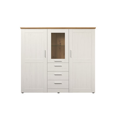 Shade dressoir 3 deuren, 3 laden wit dennenhout decor, eiken decor.