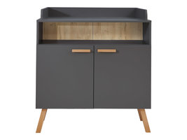 MatsBaby luiertafel 2 deuren, 1 open vak grijs.
