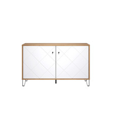 Touch dressoir 2 deuren eiken decor, wit mat.