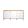 Touch dressoir 2 deuren, 3 laden eiken decor, wit mat.