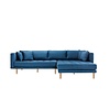 Cali bank met chaise longue rechts of links gedraaid met 4 kussens blauw.