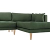 Cali bank met chaise longue rechts of links gedraaid met 4 kussens groen.