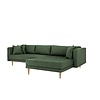 Cali bank met chaise longue rechts of links gedraaid met 4 kussens groen.